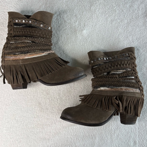 Naughty Monkey Fringe Ankle Boots - Brown - Picture 1 of 4